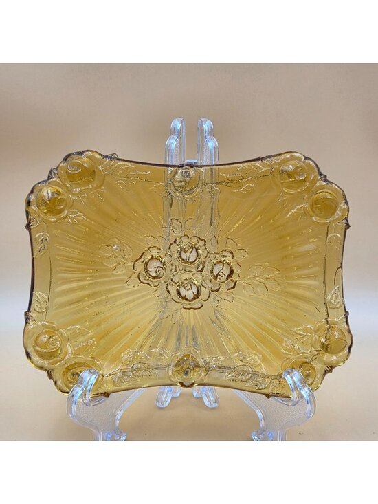 Fenton Other - Fenton Rose Amber Soap Dish Colonial Amber Rose Design Vintage Glass